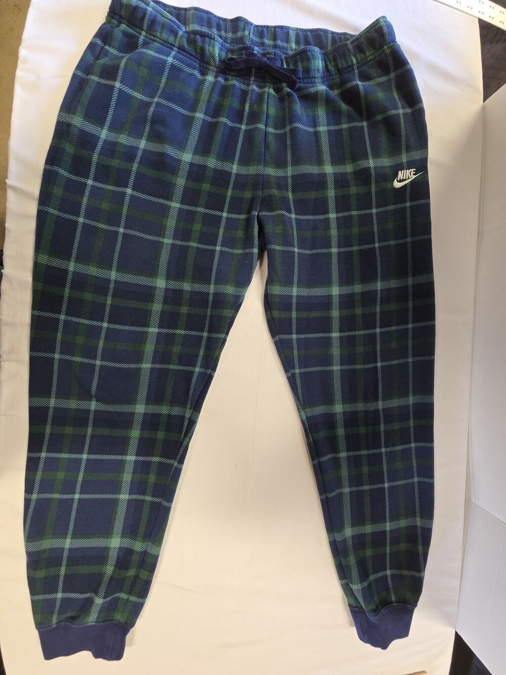 Nike Club Mad Plaid Cotton Blend Joggers in Obsidian/Midnight/Phantom XL